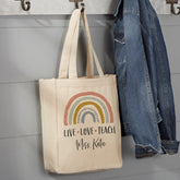 Boho Rainbow Personalized Teacher Canvas Tote Bag, Teacher Bag, Teacher Tote, Teacher Gifts, Teacher Appreciation, Canvas Tote Bag, Teacher